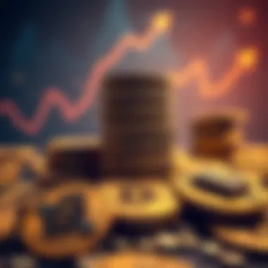 A visual representation of Bitcoin coins stacked, with some coins appearing faded or locked away, symbolizing scarcity. Background features rising demand indicators like upward arrows or charts.