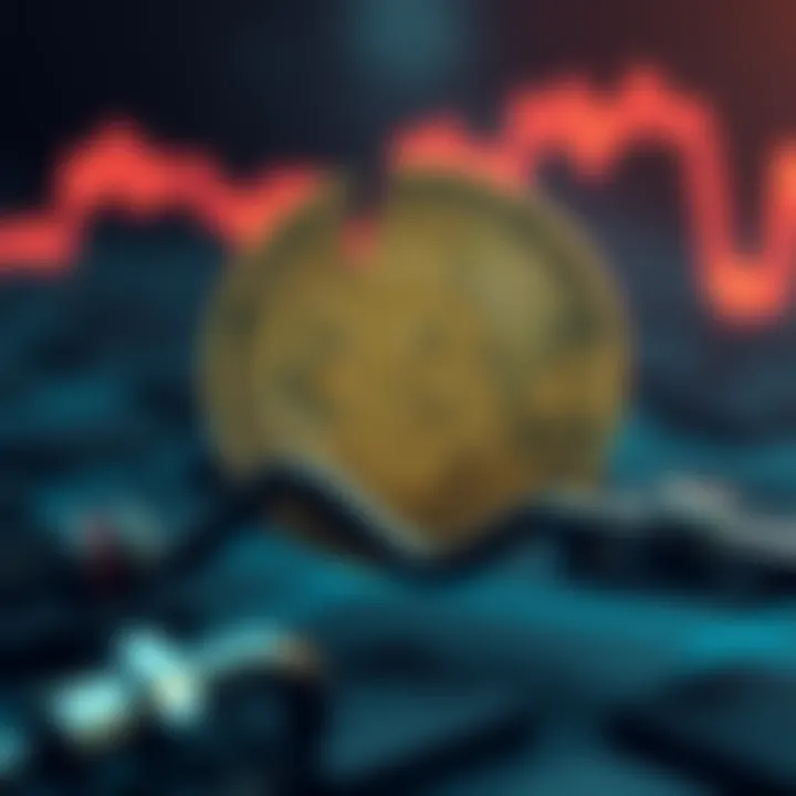 Bitcoin symbol with a lock and a broken chain link, indicating theft and security issues