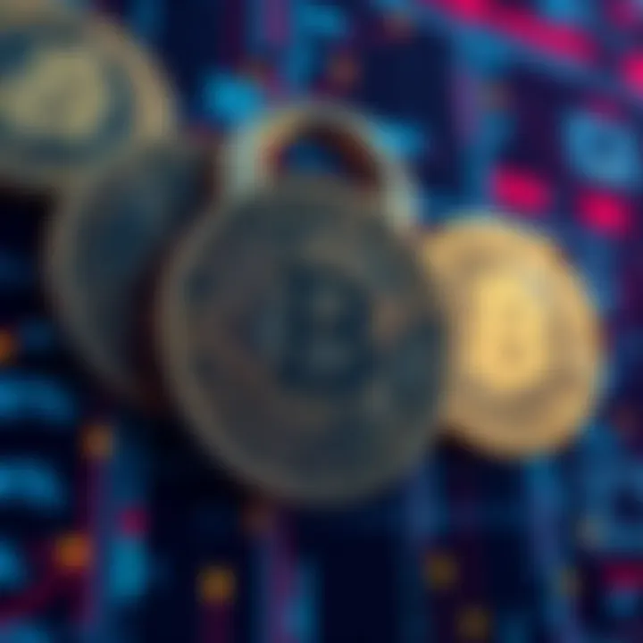A visual representation of Bitcoin symbols with a padlock and digital code, highlighting security issues.