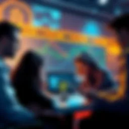 A group of people discussing Bitcoin security with charts and a laptop