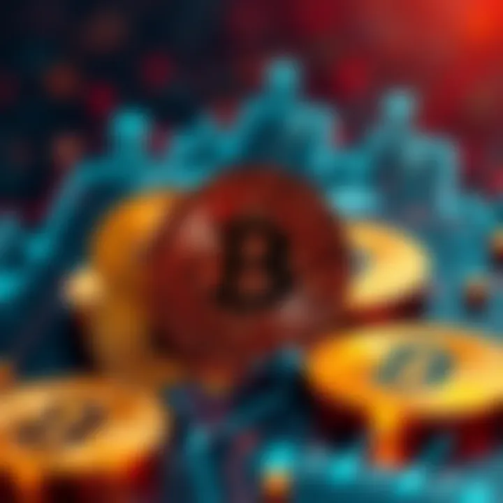 A graphic showing Bitcoin coins with cracks, symbolizing the transition from scarcity to security issues, with a backdrop of AI digital elements.