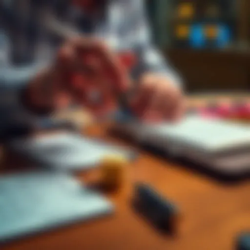 A person rolling casino dice on a table to create a Bitcoin seed phrase, with a notepad and pen nearby for writing down numbers.