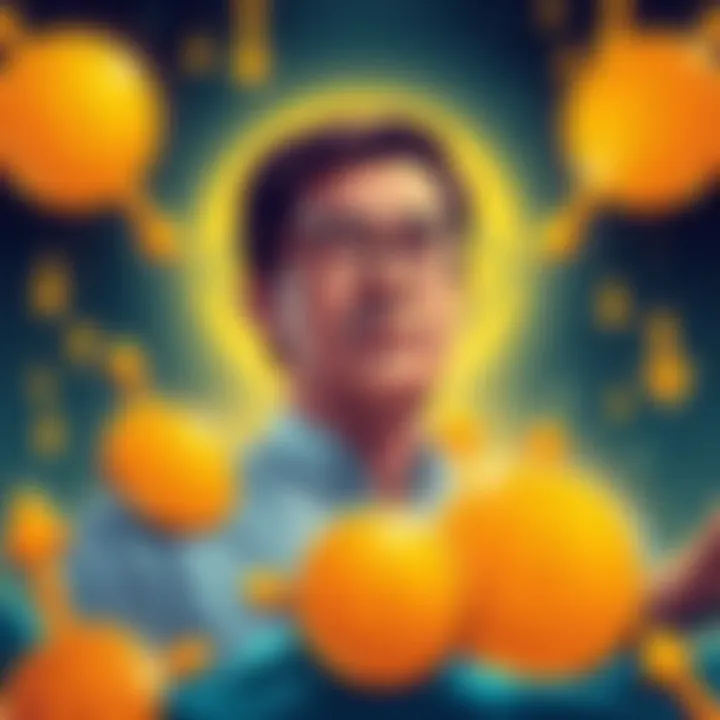 A digital illustration showing Bitcoin symbols surrounded by downward arrows, representing falling prices and whale investors selling their holdings. Binance CEO CZ appears calm in the background, sym...