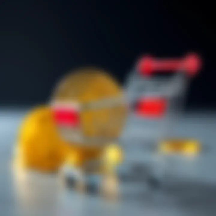 Bitcoin coins are shown alongside a shopping cart with a cross over it to symbolize the reluctance to spend BTC in commerce.