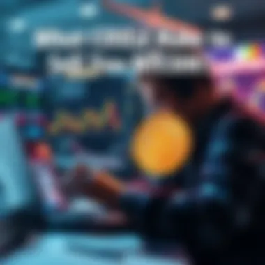 Bitcoin Sold A person contemplating selling Bitcoin while looking at market charts and news articles on a laptop.