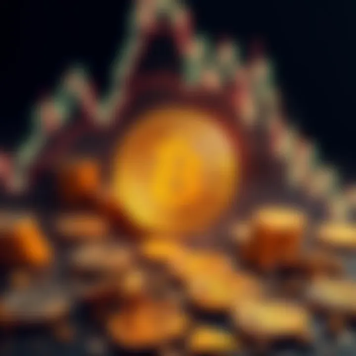 A graphic showing a downward trend in Bitcoin prices with a symbol of the currency and a sad face, representing losses in sales.