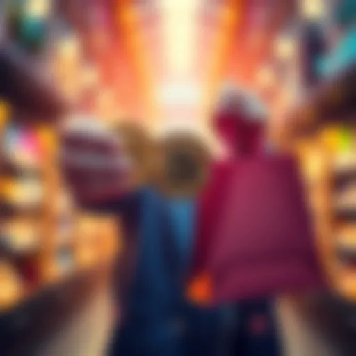 A graphic showing a person with bitcoin coins in one hand and a shopping bag in the other, symbolizing the choice between spending and saving bitcoin.