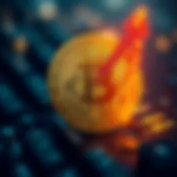 A Bitcoin coin with an upward arrow indicating stagnant market value amidst speculation