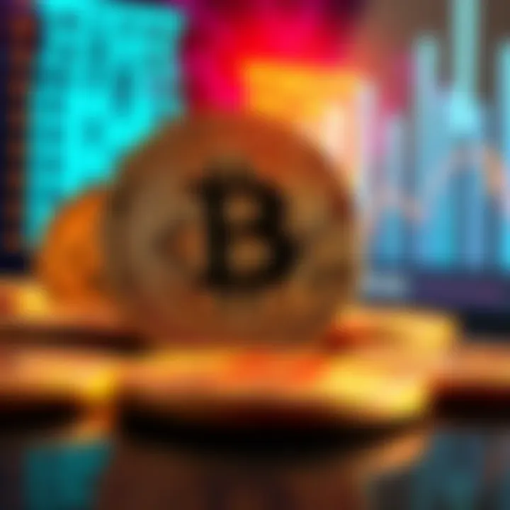 Bitcoin Staking Options A visual representation of Bitcoin staking with coins and platforms in the background, highlighting choices between centralized and decentralized options.