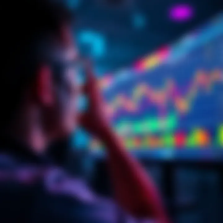 A person looking at a computer screen showing Bitcoin and stock market charts, contemplating investment options.