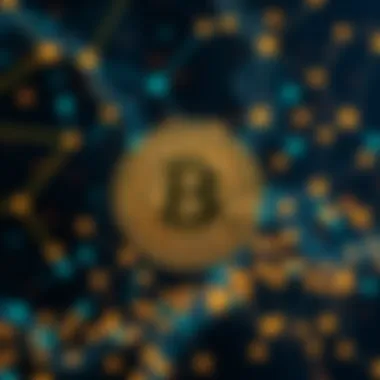A Bitcoin symbol overlaid on a digital network background, representing the rise of cryptocurrency in finance.
