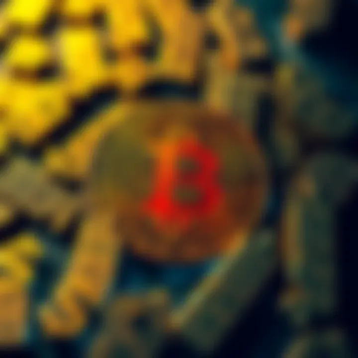 A Bitcoin symbol surrounded by dollar signs illustrating the connection between cryptocurrency and financial freedom