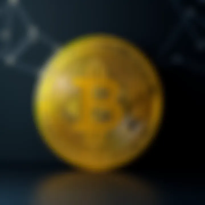 Bitcoin symbol with shiny gold color A prominent Bitcoin symbol in shiny gold color against a dark background, representing its digital currency status and innovation.