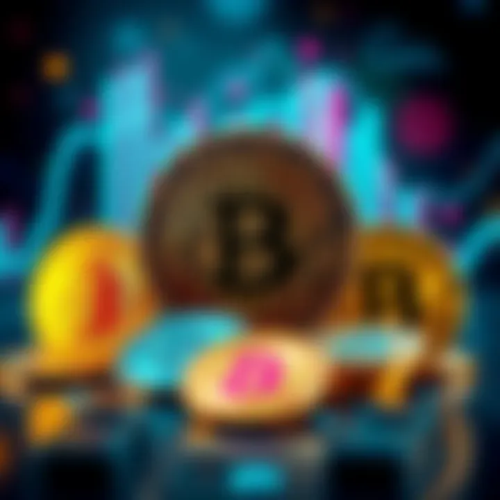 Various Bitcoin symbols showing its uses as currency, investment, and store of value