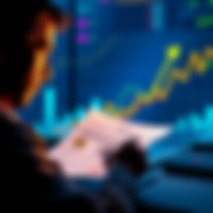 A person reviewing Bitcoin investment documents while looking at a rising graph indicating long-term growth and tax savings.
