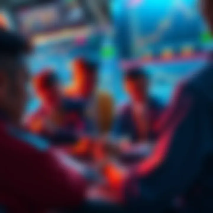 A group of traders analyzing charts and discussing Bitcoin strategies during a market dip