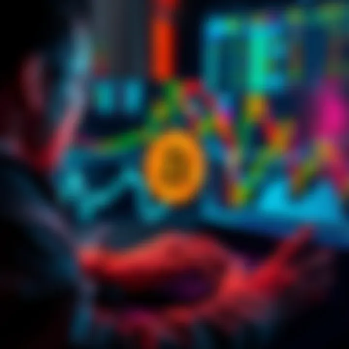 A person looking at Bitcoin charts and graphs on a laptop, weighing the choice between buying and short-term trading.