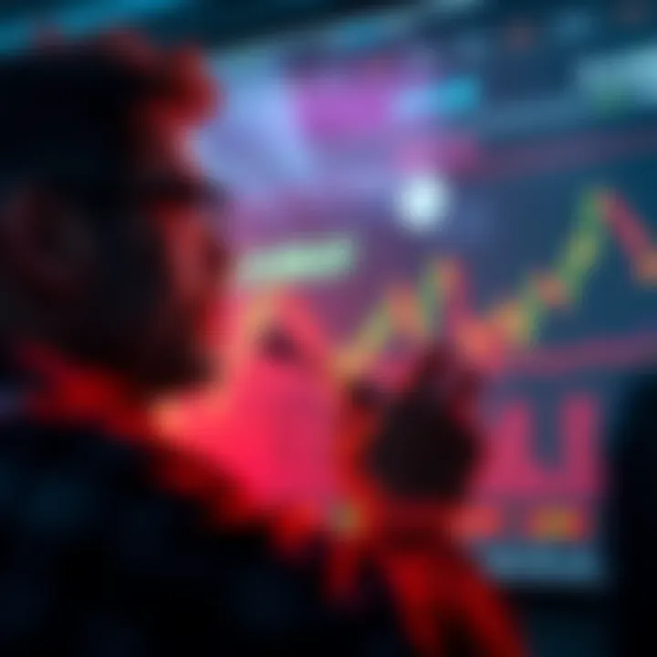 An investor looking at a graph showing Bitcoin price fluctuations, reflecting on missed trading opportunities.