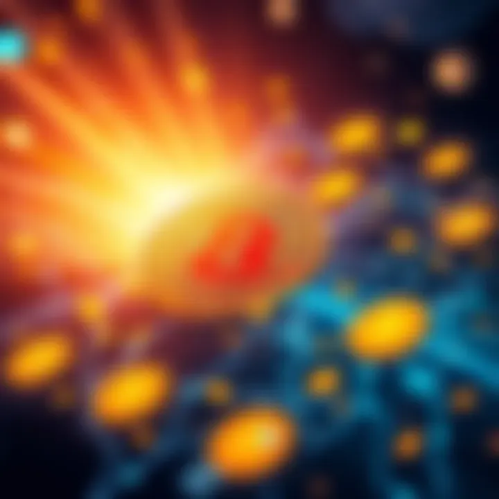Illustration showing the transfer of Bitcoin from old wallets, with digital currency symbols in motion