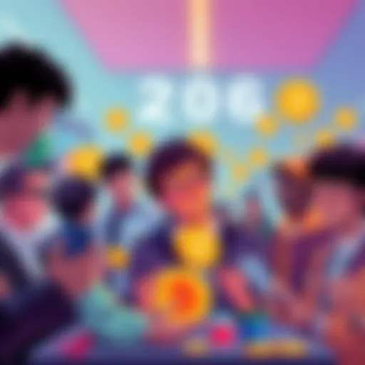 Bitcoin Trends in 2026 A vibrant illustration showing diverse people engaged in Bitcoin discussions and trading, highlighting the growing community in cryptocurrency as of 2026.
