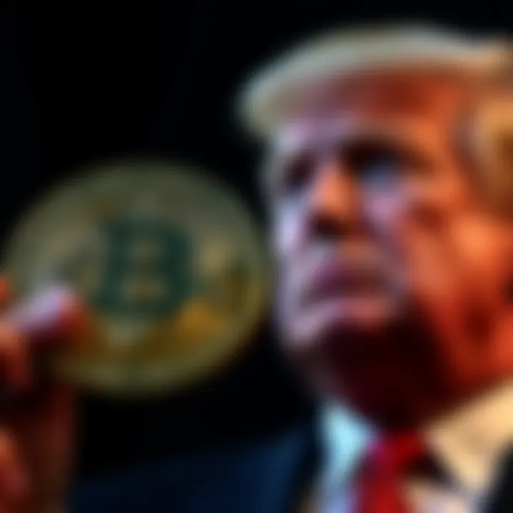 A visual representation of Bitcoin alongside an image of Donald Trump, illustrating the connection between cryptocurrency and political leadership.