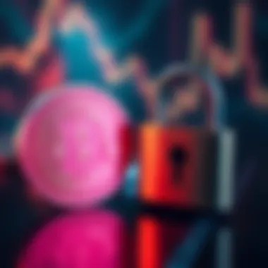 Bitcoin symbol with a secure lock Bitcoin symbol next to a padlock, representing trust in finance