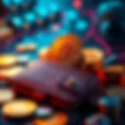 A visual representation of Bitcoin UTXOs being consolidated into a single wallet for better management, with a digital wallet icon and Bitcoin symbols.