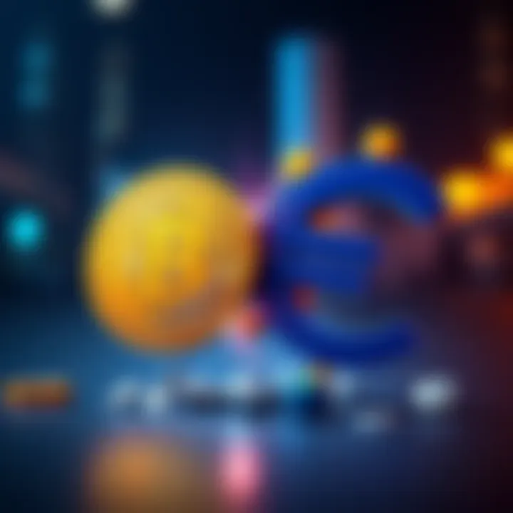 A visual representation of Bitcoin and Euro symbols clashing, symbolizing the debate on their values and market performance.