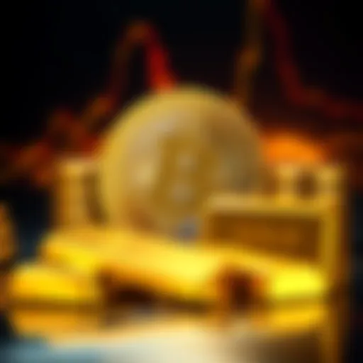 A graphic showing Bitcoin symbol and gold bars, illustrating the shift in investment preference among Americans in 2025.
