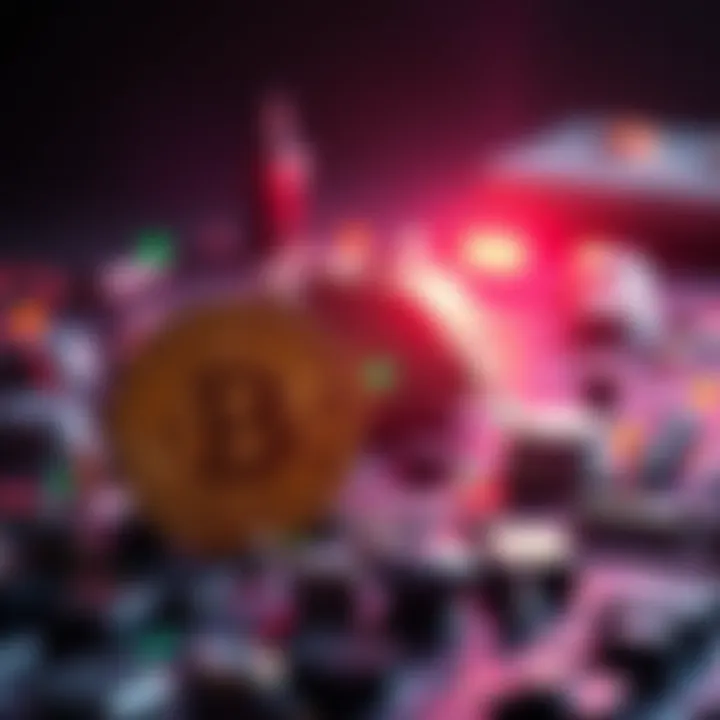 A visual comparison of Bitcoin's digital currency symbol alongside military technology icons, illustrating the debate about security between the two.