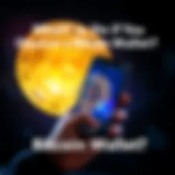 A person holding a smartphone displaying a Bitcoin wallet interface with a digital coin in the background.