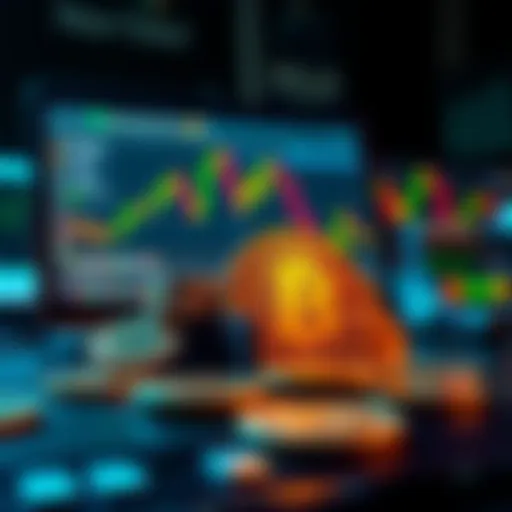 A visual representation of a Bitcoin wallet with digital coins and a computer screen showing a graph, highlighting the topic of cryptocurrency ignorance in a legal case.