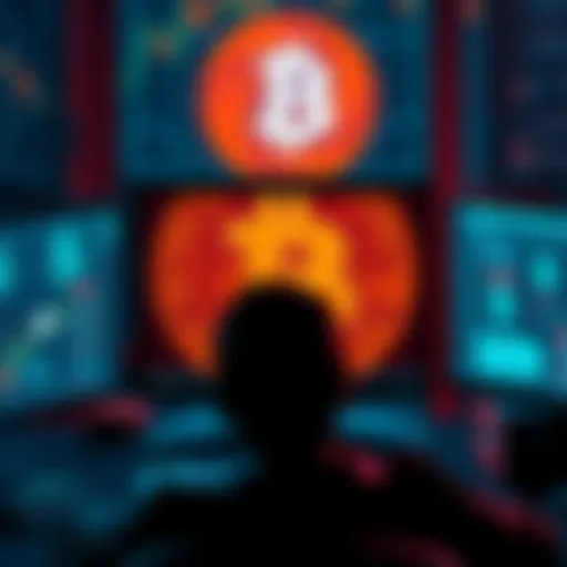 A visual representation of a large Bitcoin transaction highlighting security concerns, with a person looking worried at a computer screen, showing a Bitcoin symbol and dollar signs in the background.