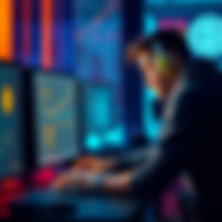 Individual on a computer exploring options for a secure Bitcoin software wallet