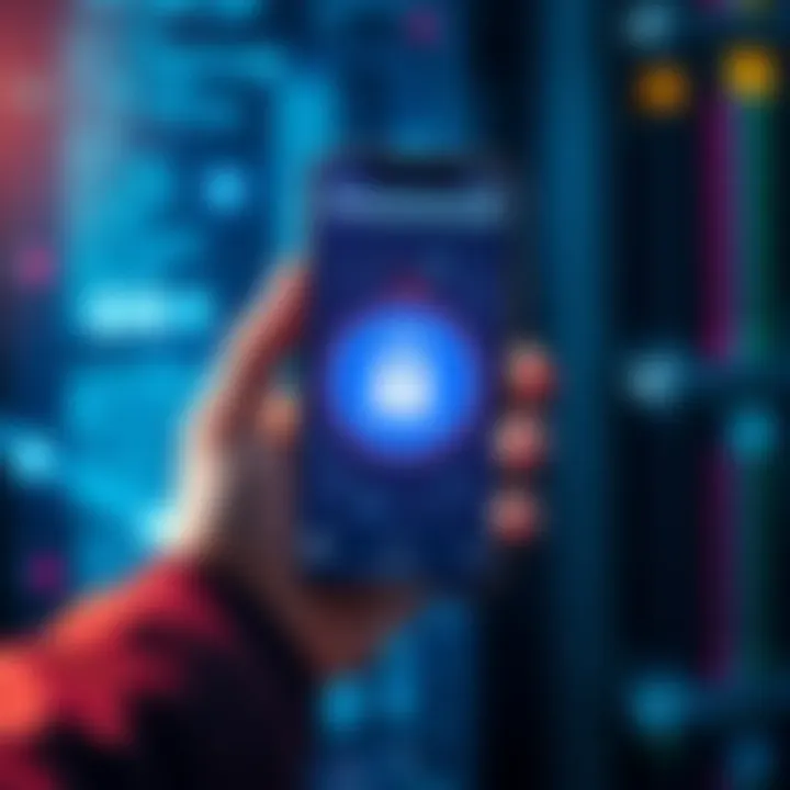 Bitcoin Wallet Security A person holding a smartphone displaying a Bitcoin wallet app with a padlock icon, symbolizing security measures for Bitcoin storage.