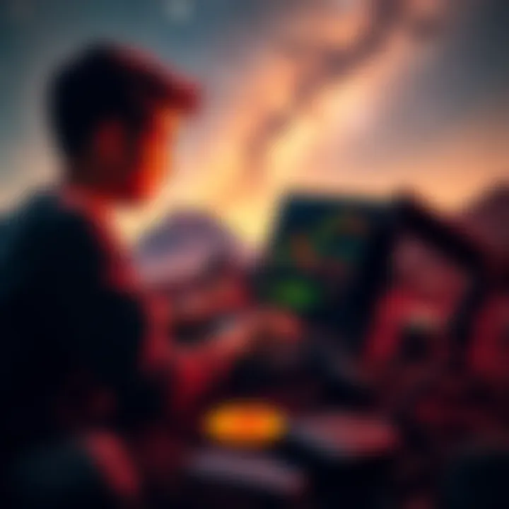 Bitcoin without KYC A young person looking at a laptop screen displaying Bitcoin charts and low fees, surrounded by astrophotography gear.