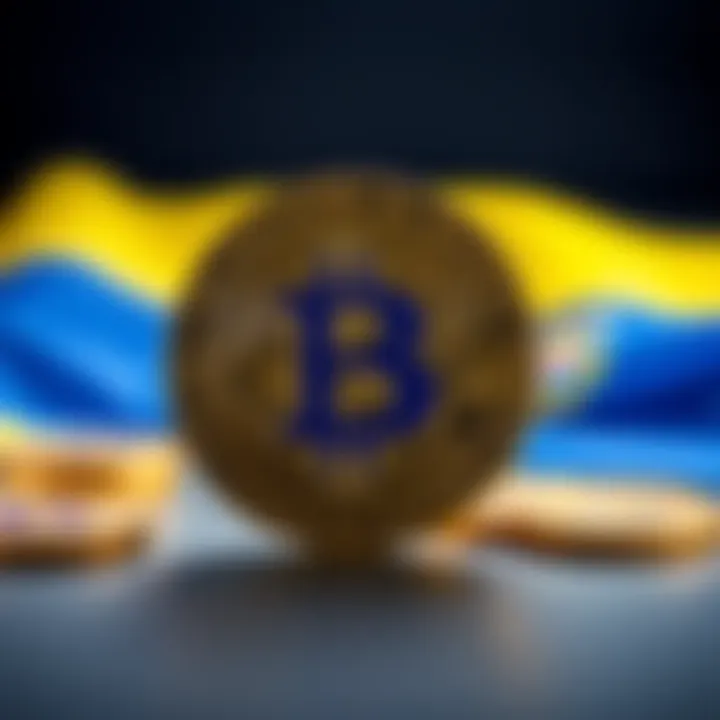 A Bitcoin symbol with the El Salvador flag in the background, symbolizing the country's crypto journey and challenges faced by enthusiasts.