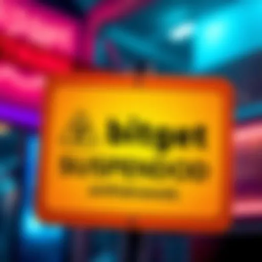 Graphic showing a warning sign with the Bitget logo and text indicating suspension of withdrawals for Kaspa.