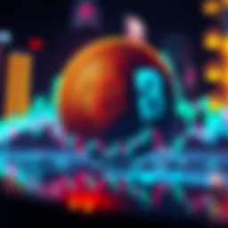 Bithumb logo with Bitcoin symbol and fluctuating price graph illustrating a dip