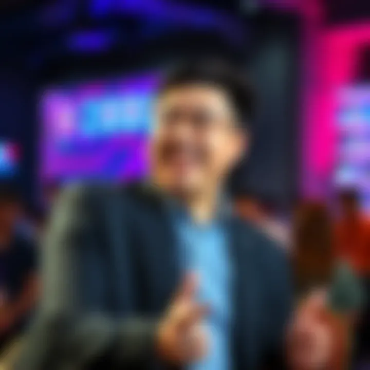 Nathan Chow speaking about BitMart's growth at an anniversary event