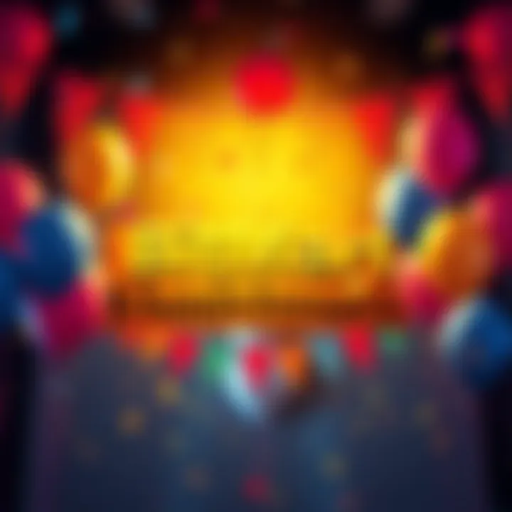 A festive scene featuring balloons and confetti in celebration of BitMart's 8th anniversary with a banner.