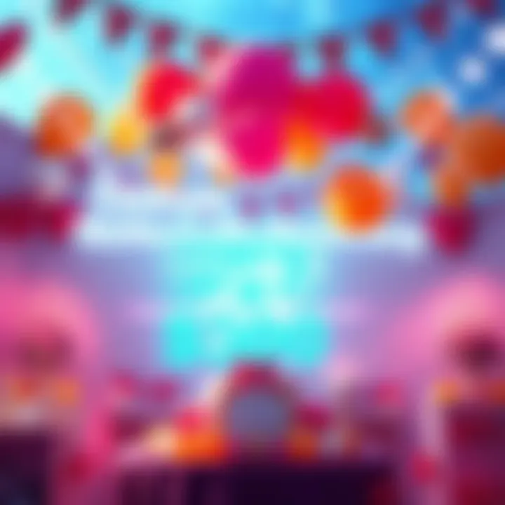 A festive scene with balloons and decorations celebrating BitMart's 8th anniversary, featuring a large $300 sign.