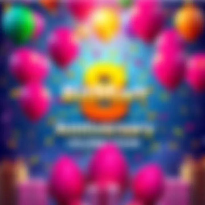A festive graphic showcasing BitMart's 8th Anniversary, featuring balloons, confetti, and rewards theme with USDT symbols.
