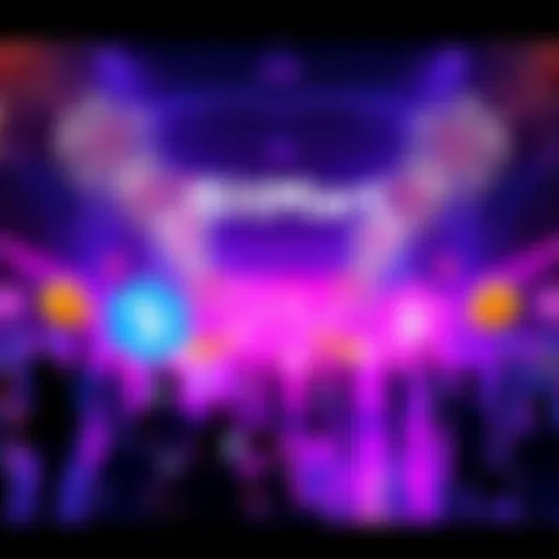 Celebration graphics for BitMart's 8th anniversary NEX Welcome Party with prizes and joyful elements