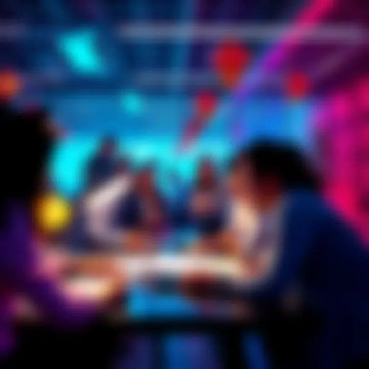 BitMart team members collaborating and discussing plans for growth in a vibrant office setting during the Year of the Horse