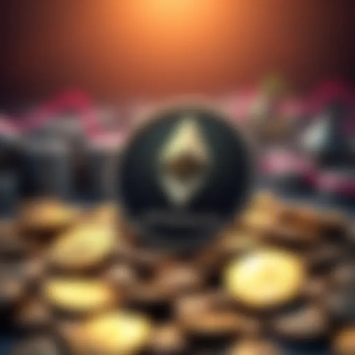 Graphic showing BitMine's logo with Ethereum symbols and coins, highlighting the acquisition of a large amount of ETH.