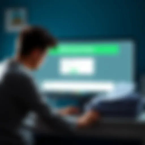 Bitstamp User Frustration A frustrated person sits in front of a computer screen showing a Bitstamp account freeze notification, with a pile of documents and a smartphone at their side.