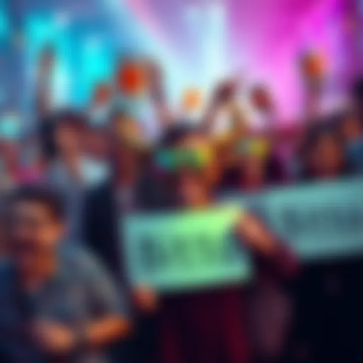 A group of excited people showing support for Bitto with bull emojis and signs during a crypto bull run.