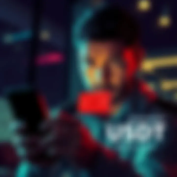 A person looking worried while holding a phone, showing a wallet app with blacklisted USDT funds, representing a financial crisis.