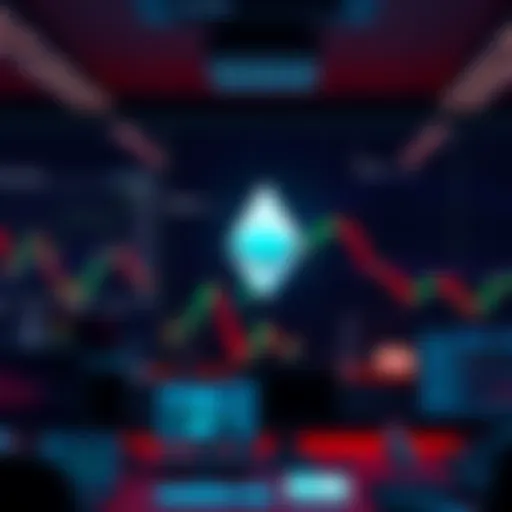 BlackRock's office with Ethereum logo and financial charts on screen representing new ETF plans